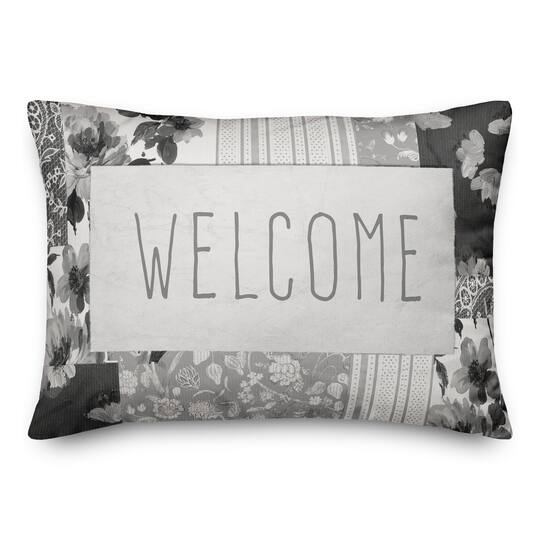 Spring Floral Patchwork Pillow 14" x 20" Throw Pillow